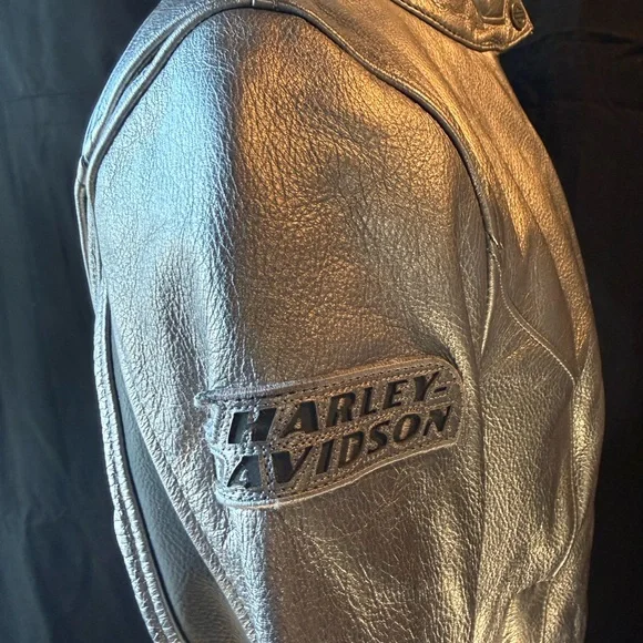 ✨ NEW WITH TAGS Women’s Harley Davidson metallic Leather Riding Jacket - Picture 3 of 16